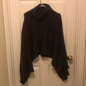 Dark brown turtleneck poncho style sweater
